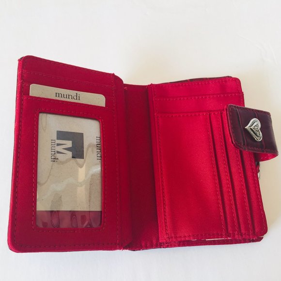 Mundi Red Faux Crocodile Embossed Wallet with Coin Change Compartment - Picture 4 of 6